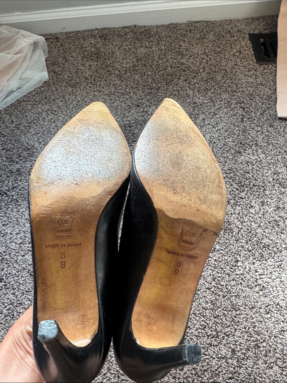 Charles David Black Pointed Lace-Trim Leather Pumps - Picture 4 of 4